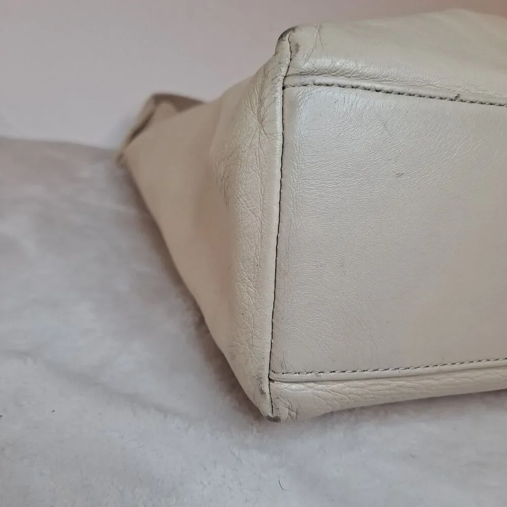 Vince Python Embossed Leather Hobo Bag Light Beige Cream